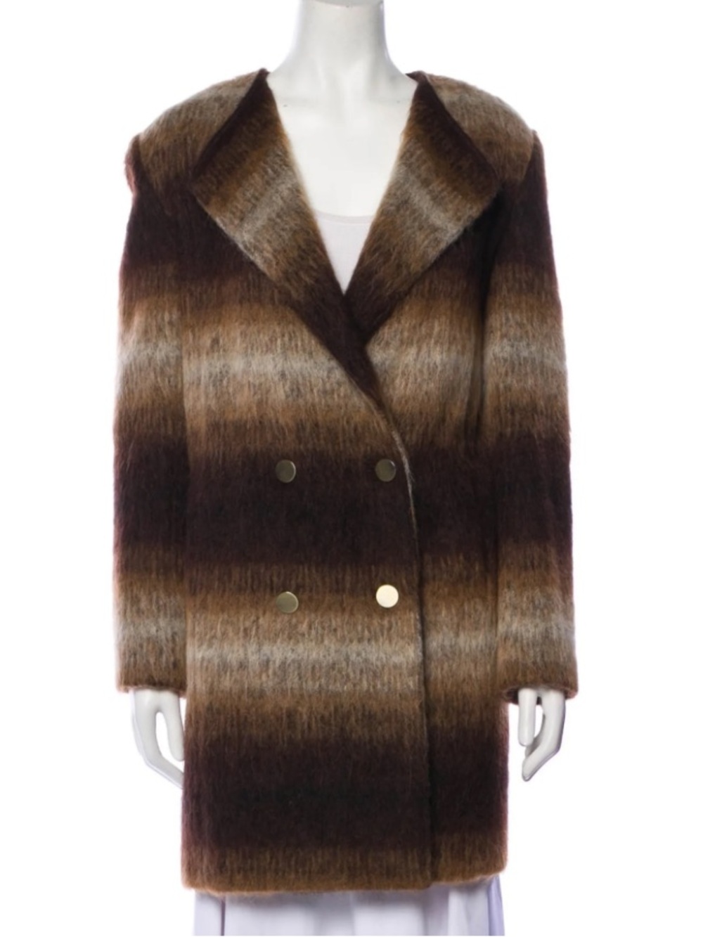 Jenni Kayne Brown Ombre Double-Breasted Pea Coat Retired/vintage